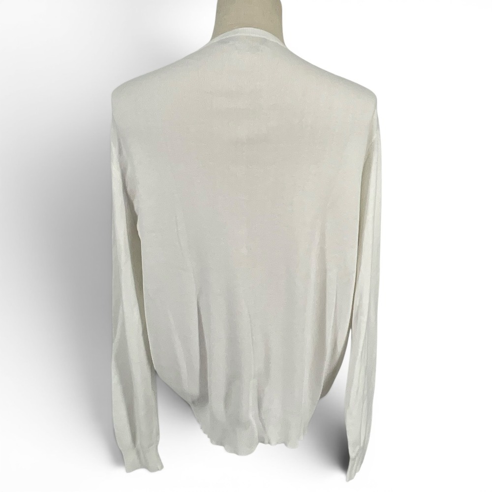 Polo Ralph Lauren Mens XL White Pima Cotton V-Neck Sweater Long Sleeve Pony Logo - Picture 5 of 9
